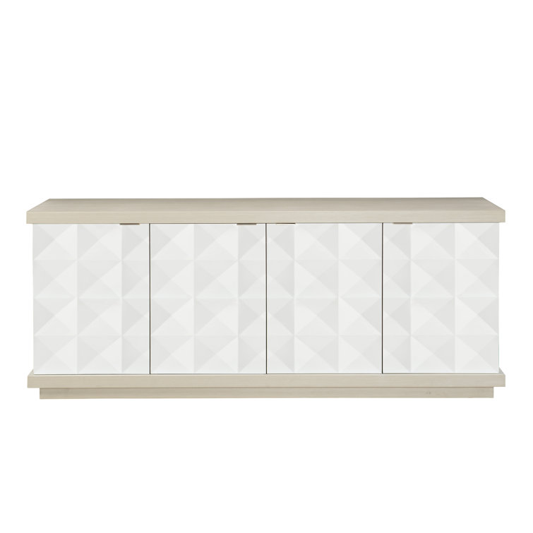78" Gray and White Faux Anigre Buffet with 2 Drawers