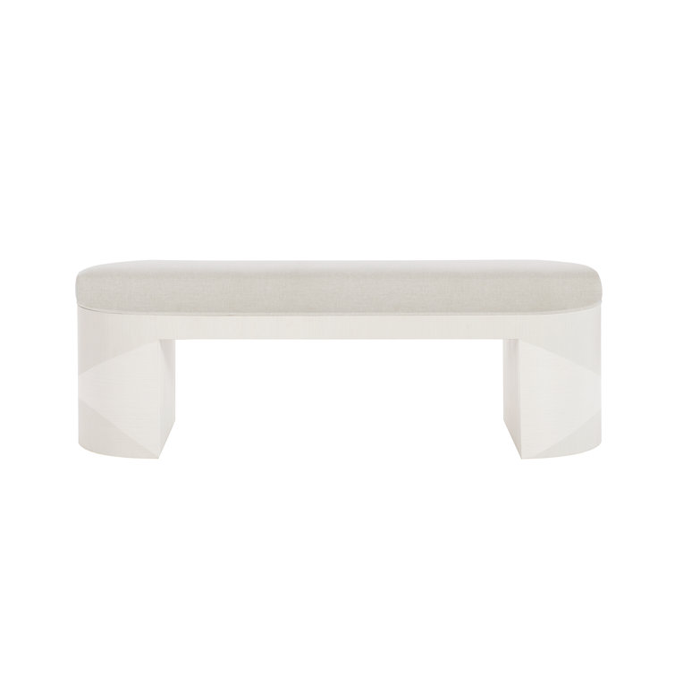 Elegant Cream Polyester 56" Transitional Upholstered Bench