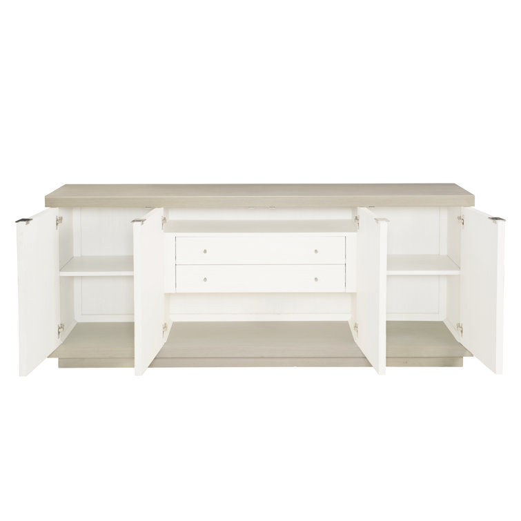 78" Gray and White Faux Anigre Buffet with 2 Drawers