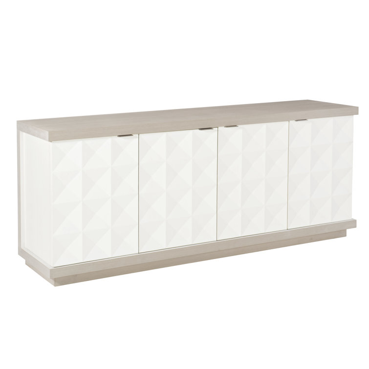 78" Gray and White Faux Anigre Buffet with 2 Drawers