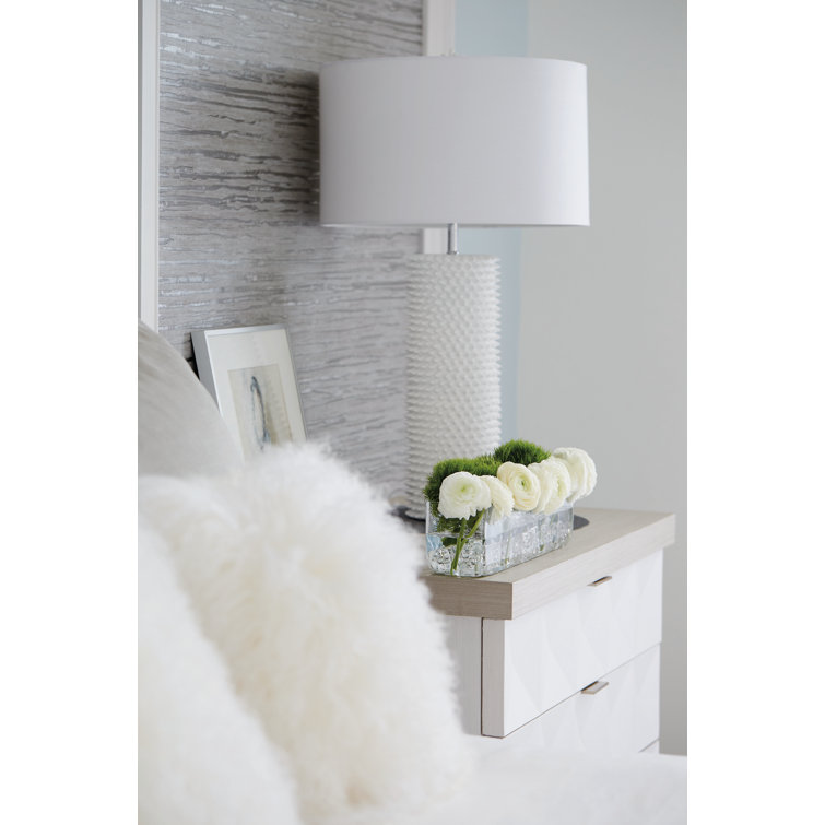 Axiom Transitional 3-Drawer Nightstand in Gray/White with Inverted Pyramid Motif