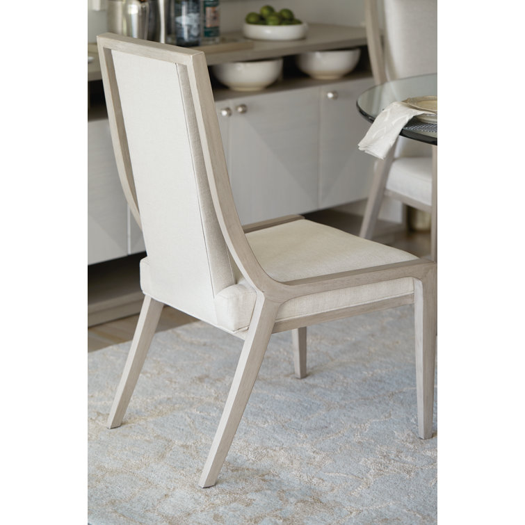 Cream Upholstered Transitional Wood Side Chair