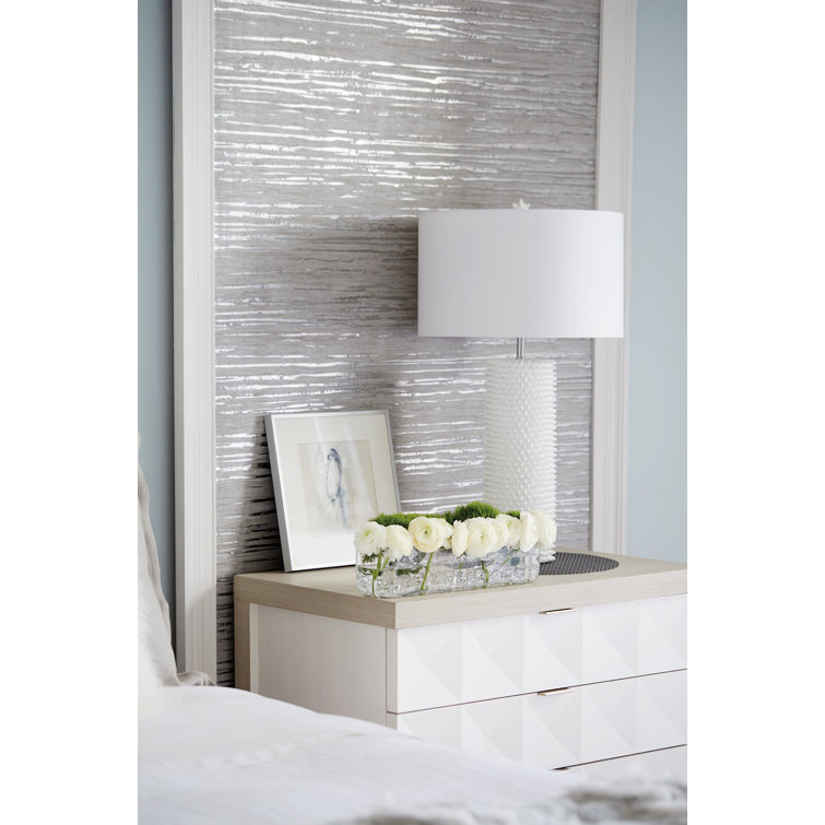 Axiom Transitional 3-Drawer Nightstand in Gray/White with Inverted Pyramid Motif