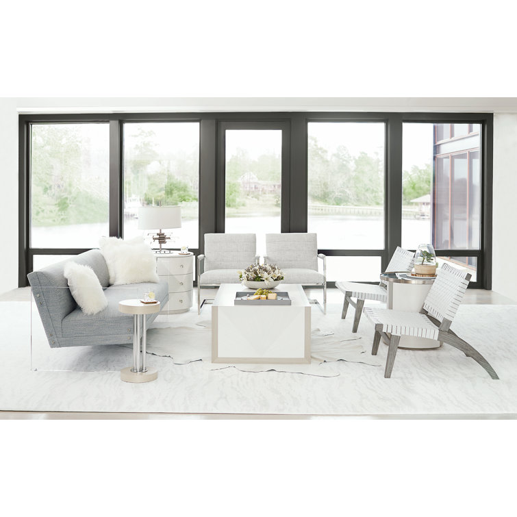 Gray and White Rectangular Wood Cocktail Table with Storage