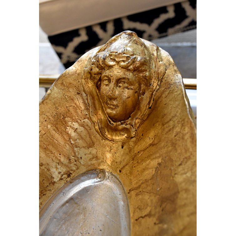 Antique Gold Leaf Resin Decorative Bowl with Stand