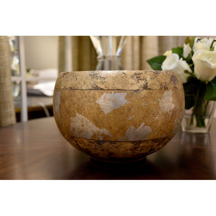 Handcrafted Gold and Silver Leaf Resin Decorative Bowl