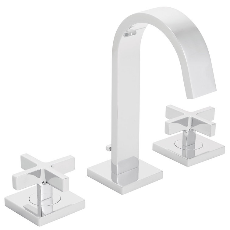 Lura Modern Polished Chrome Widespread Bathroom Faucet with Cross Handles