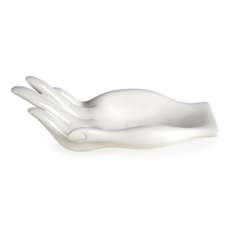 White Ceramic Hand-Shaped Fruit Bowl