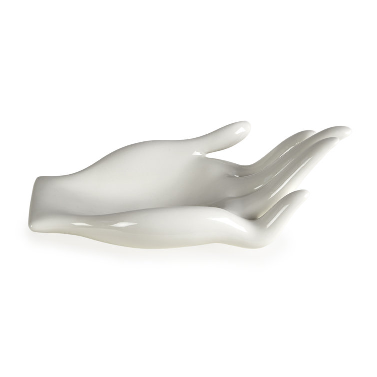 White Ceramic Hand-Shaped Fruit Bowl