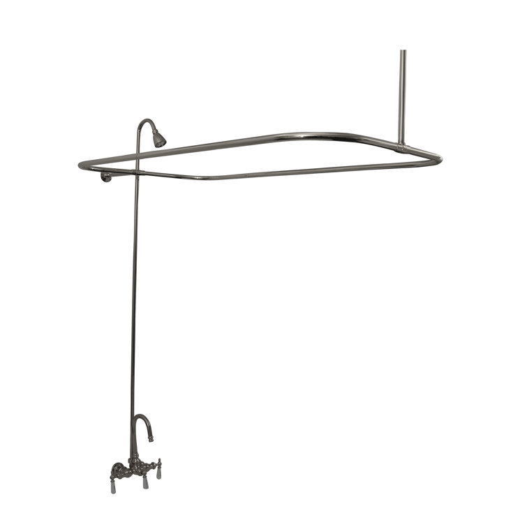 Polished Chrome 3-Handle Wall Clawfoot Tub Faucet with Porcelain Lever