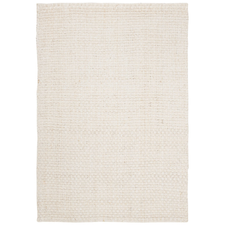 Cream Hand-Knotted Jute Basket Weave Rectangular Rug 4' x 6'