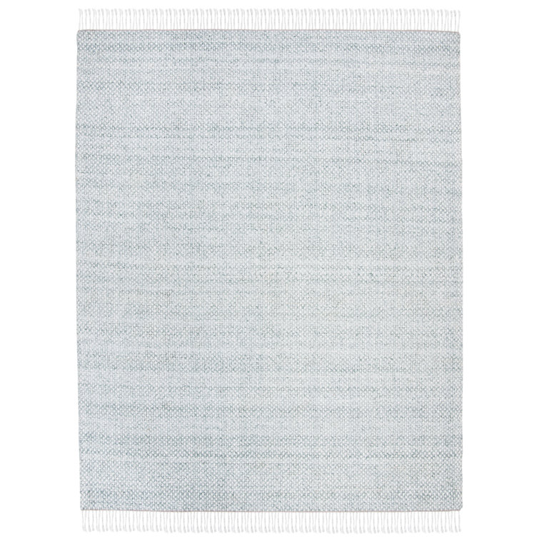 Hand-Knotted Sage Wool 3' x 5' Basket Weave Area Rug