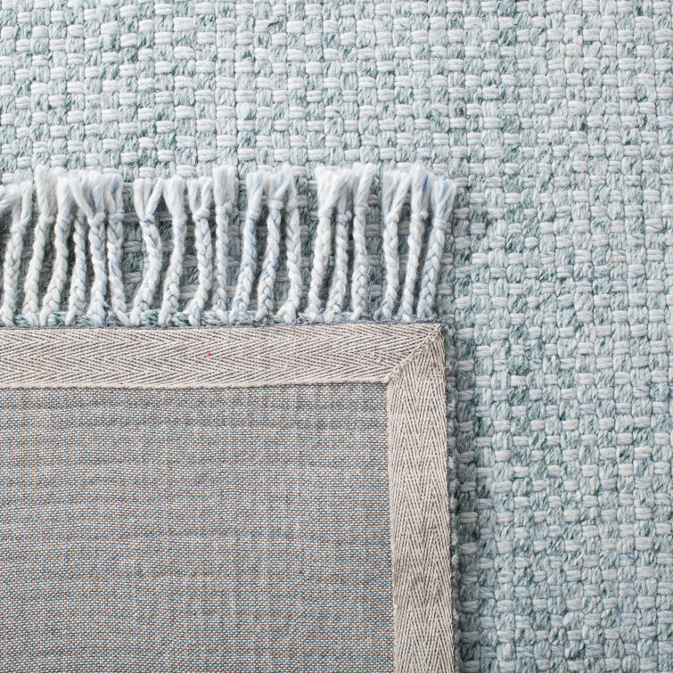 Handmade Luxe Blue Wool and Viscose 5' x 8' Flat Woven Area Rug