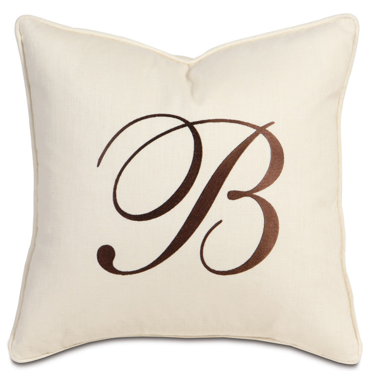 Washed Breeze Pearl Square Linen Pillow with Embroidered Monogram