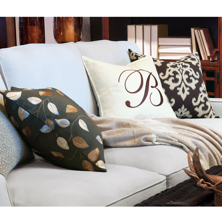 Washed Breeze Pearl Square Linen Pillow with Embroidered Monogram