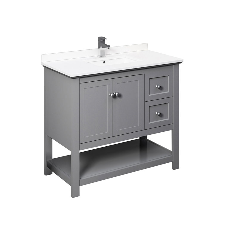 Manchester 42" Gray Quartz Stone Single Sink Bathroom Vanity