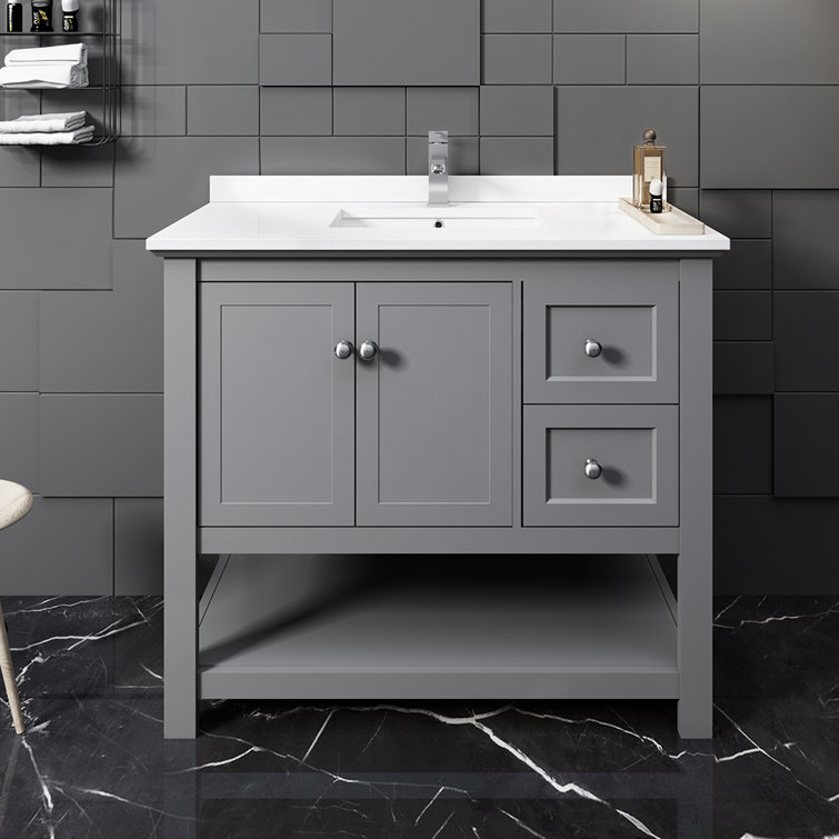 Manchester 42" Gray Quartz Stone Single Sink Bathroom Vanity