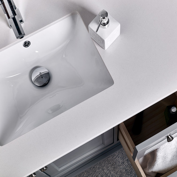 Gray 48" Single Bathroom Vanity with Quartz Top