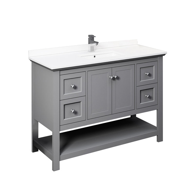 Gray 48" Single Bathroom Vanity with Quartz Top