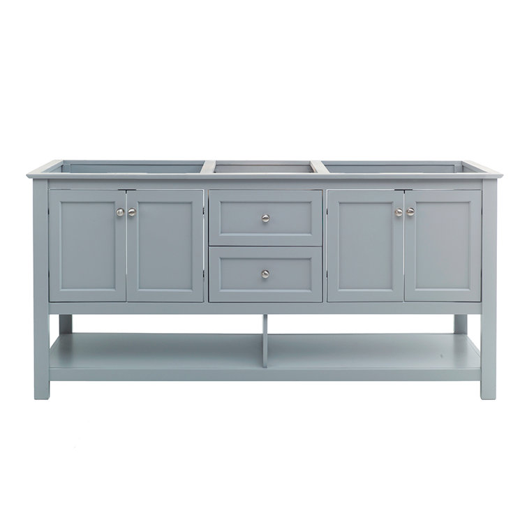 Manchester 72" Gray Solid Wood Freestanding Double Sink Vanity Base