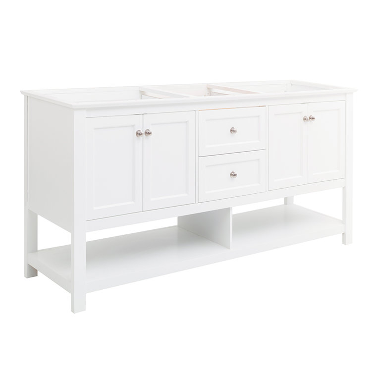Manchester 72" White Solid Wood Double Sink Freestanding Vanity Base
