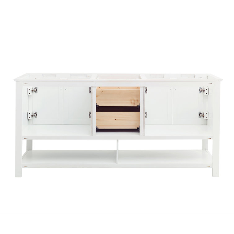 Manchester 72" White Solid Wood Double Sink Freestanding Vanity Base