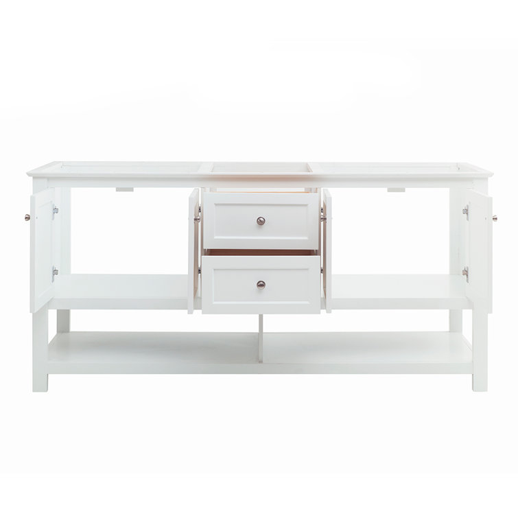 Manchester 72" White Solid Wood Double Sink Freestanding Vanity Base