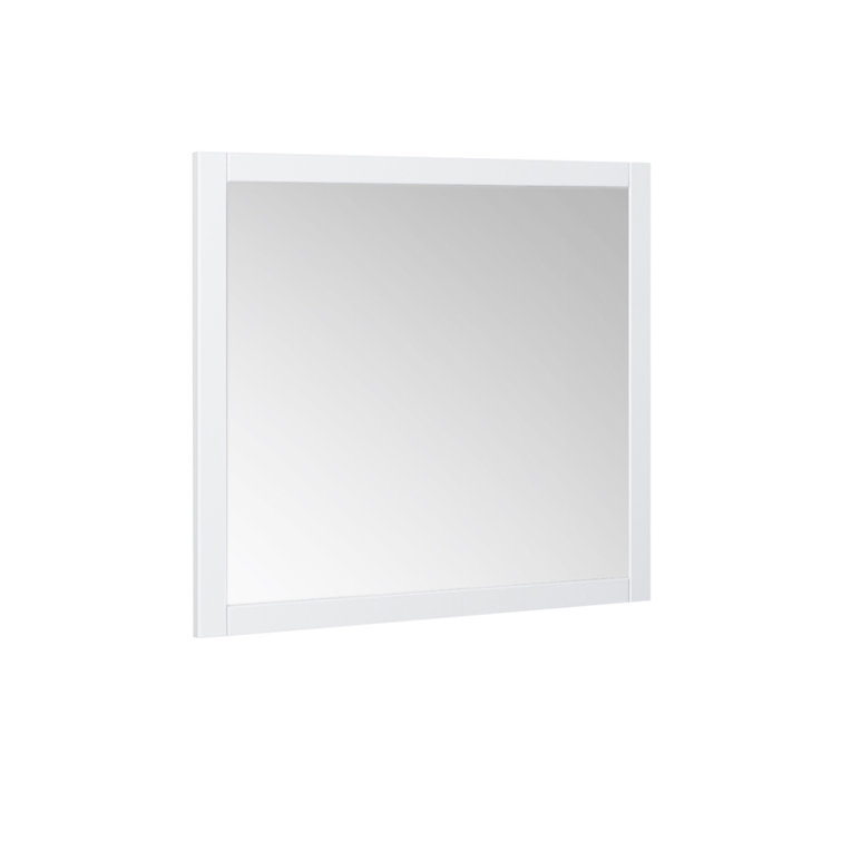 White Wood Square Framed Bathroom Vanity Mirror