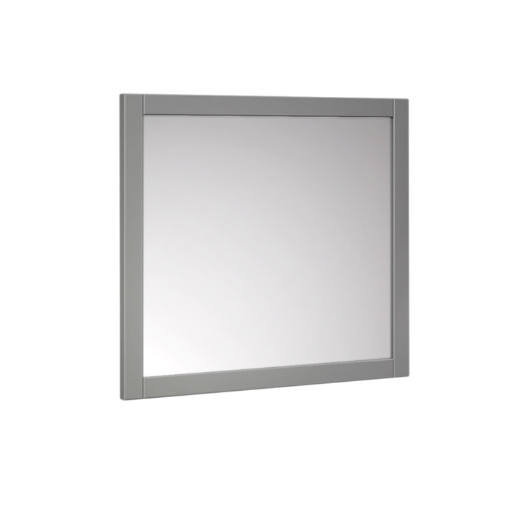 Elegant Gray 30" Square Solid Wood Traditional Bathroom Vanity Mirror