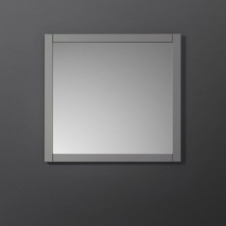 Elegant Gray 30" Square Solid Wood Traditional Bathroom Vanity Mirror
