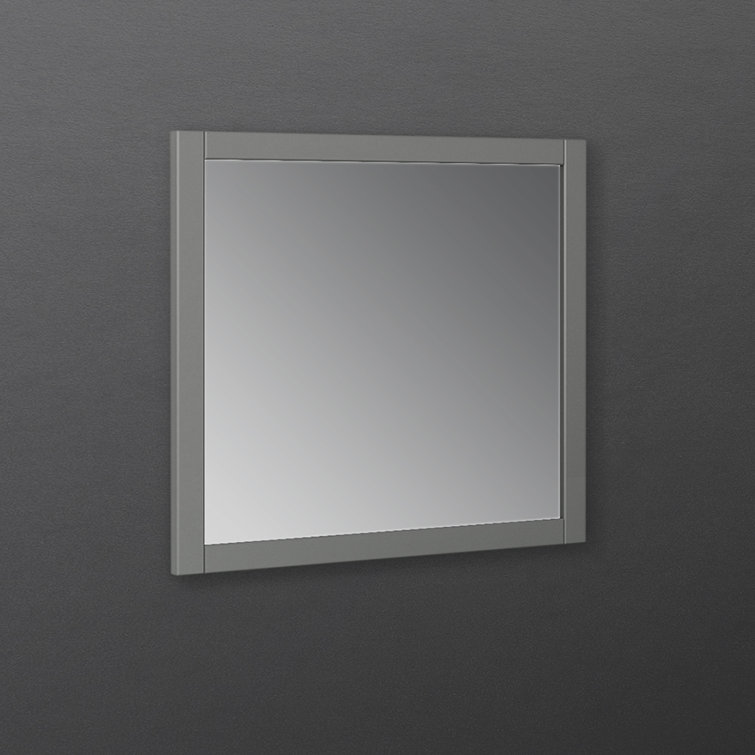 Elegant 30" Square Gray Wood Framed Bathroom Vanity Mirror
