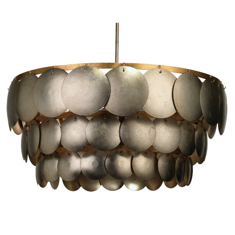 Calypso Champagne Leaf 4-Light Tiered Chandelier with Gold Accents