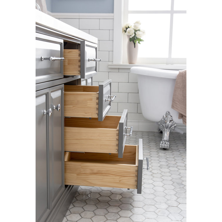 Palace 60'' Cashmere Gray Double Bathroom Vanity with Quartz Top