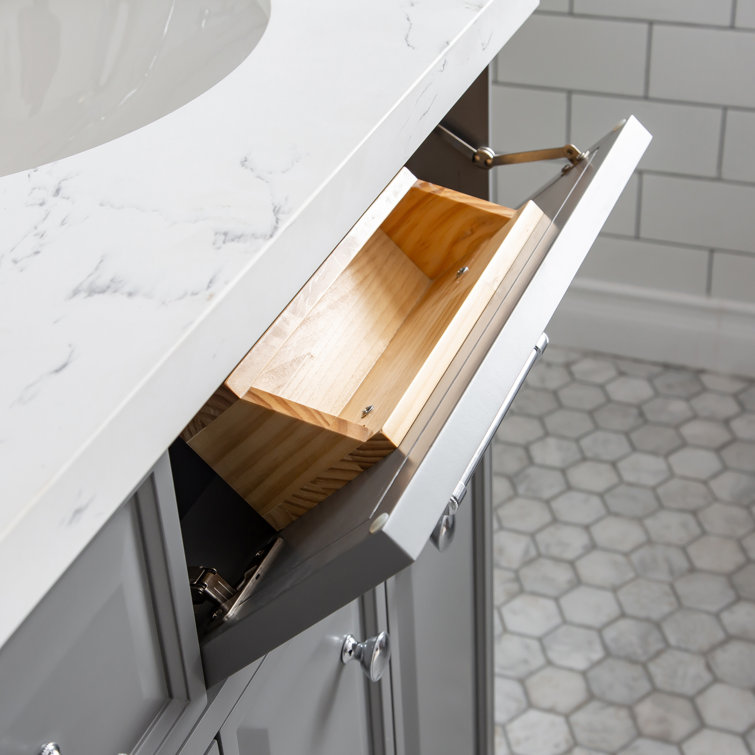 Palace 60'' Cashmere Gray Double Bathroom Vanity with Quartz Top