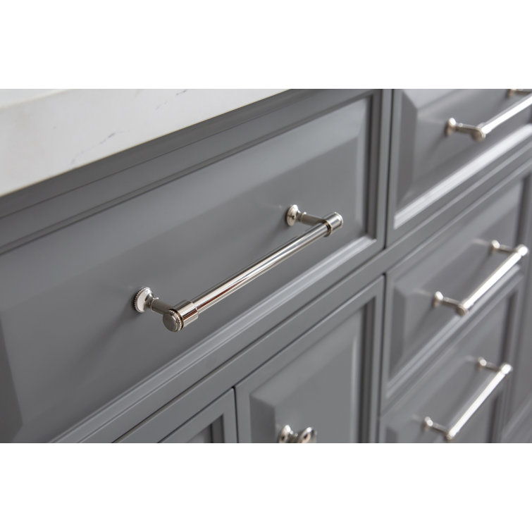 Palace 60'' Cashmere Gray Double Bathroom Vanity with Quartz Top