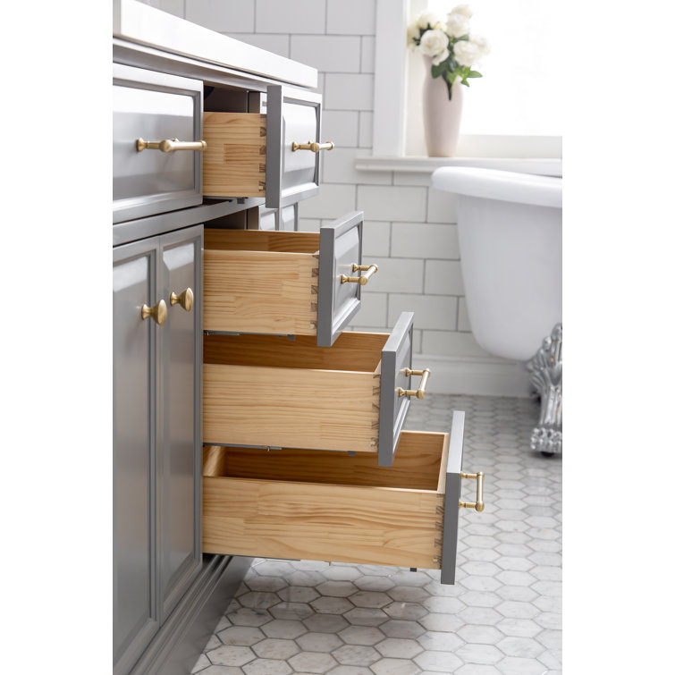 Palace 60'' Cashmere Gray Double Bathroom Vanity with Quartz Top