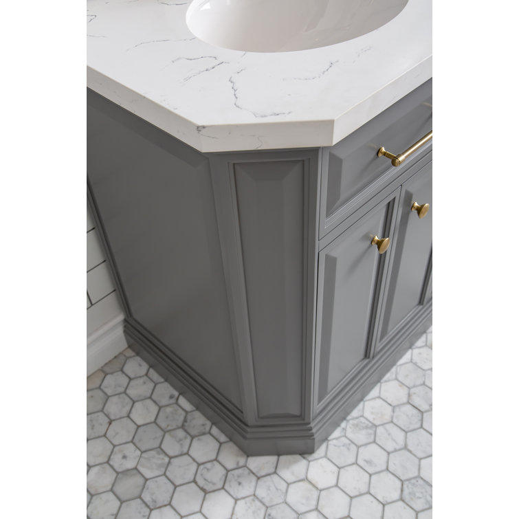Palace 60'' Cashmere Gray Double Bathroom Vanity with Quartz Top