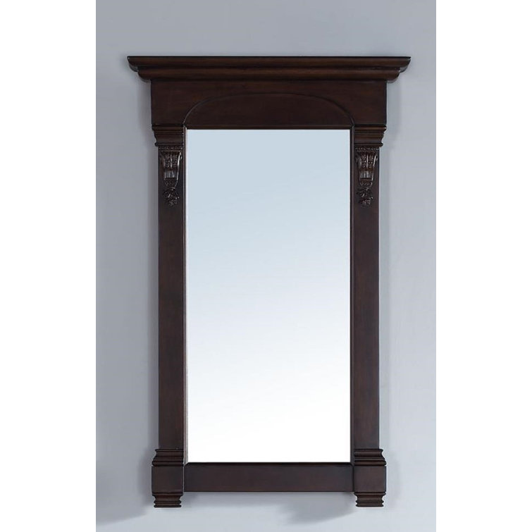 Warm Cherry Rectangular Wood Framed Bathroom Vanity Mirror