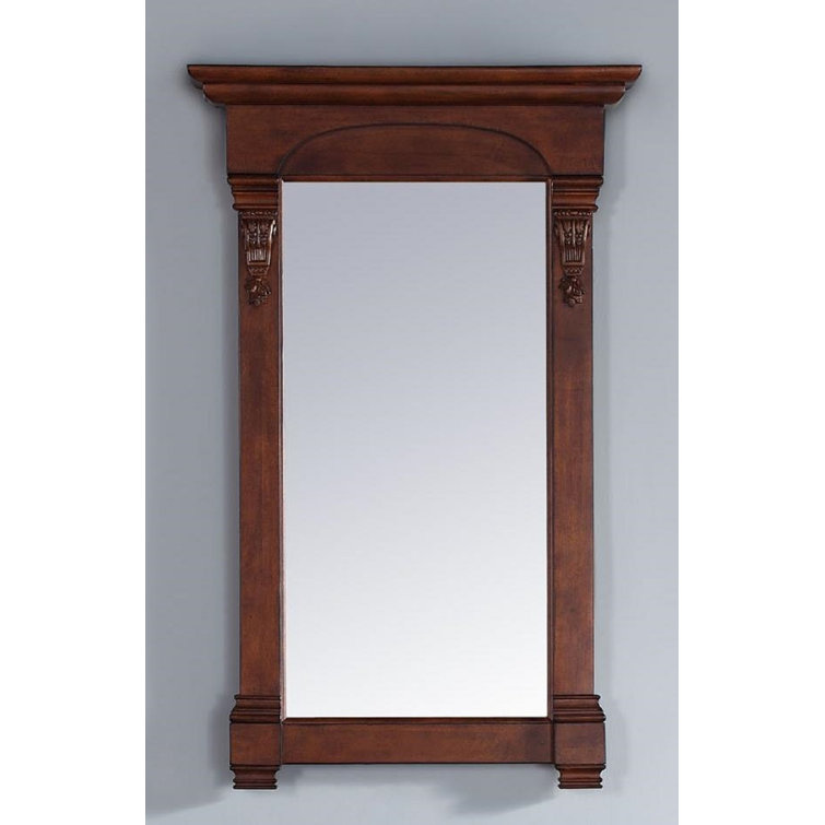 Warm Cherry Rectangular Wood Framed Bathroom Vanity Mirror