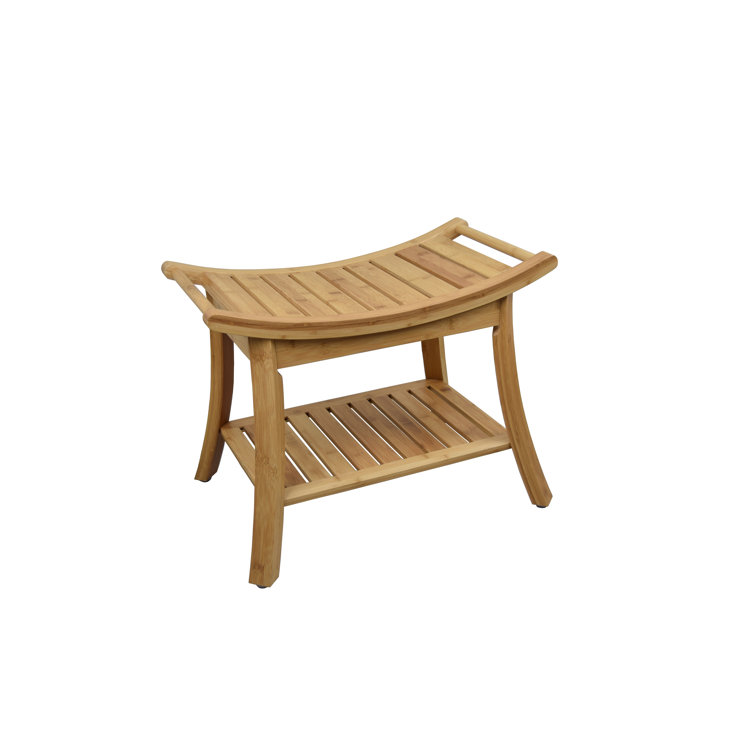Kyoto Natural Bamboo 24'' Shower and Entryway Bench with Grip Arms