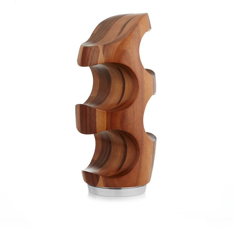 Elegant Medium Wood and Alloy 4-Bottle Wine Rack