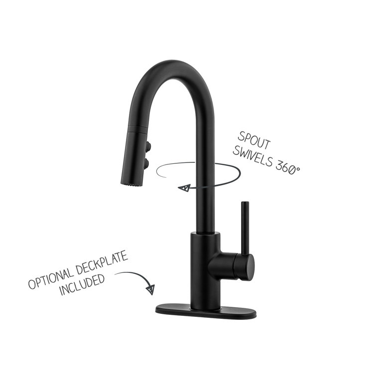 Stellen Matte Black Modern Pull-Down Bar Faucet
