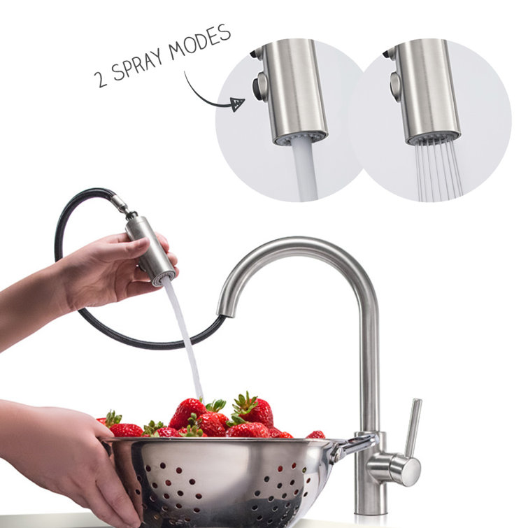 Stainless Steel Single Handle Pull-Down Kitchen Faucet