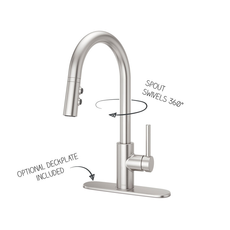 Modern Loft Polished Chrome Pull-Down Kitchen Faucet with Swivel Spout