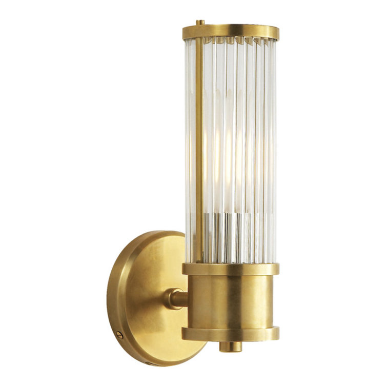 Allen Natural Brass Glass-Rod Single Sconce with Art-Deco Inspiration