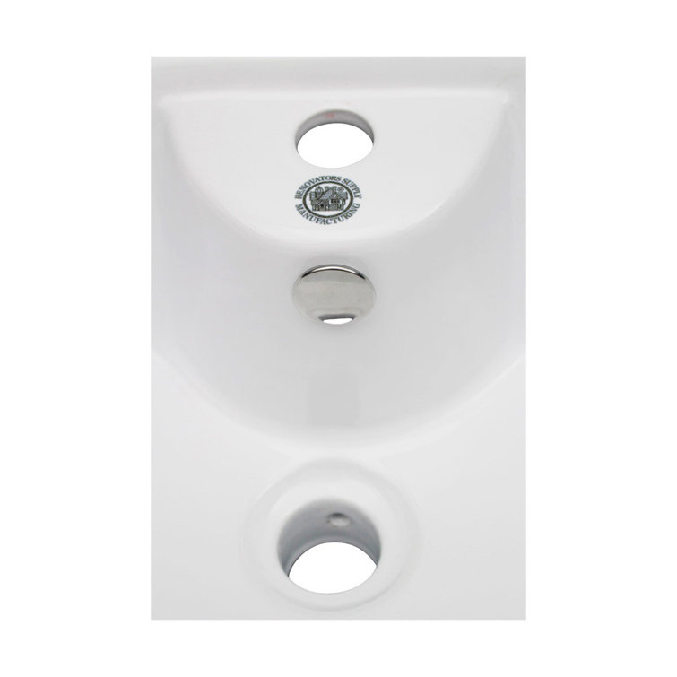 Gloss White Ceramic Square Vessel Bathroom Sink with Overflow