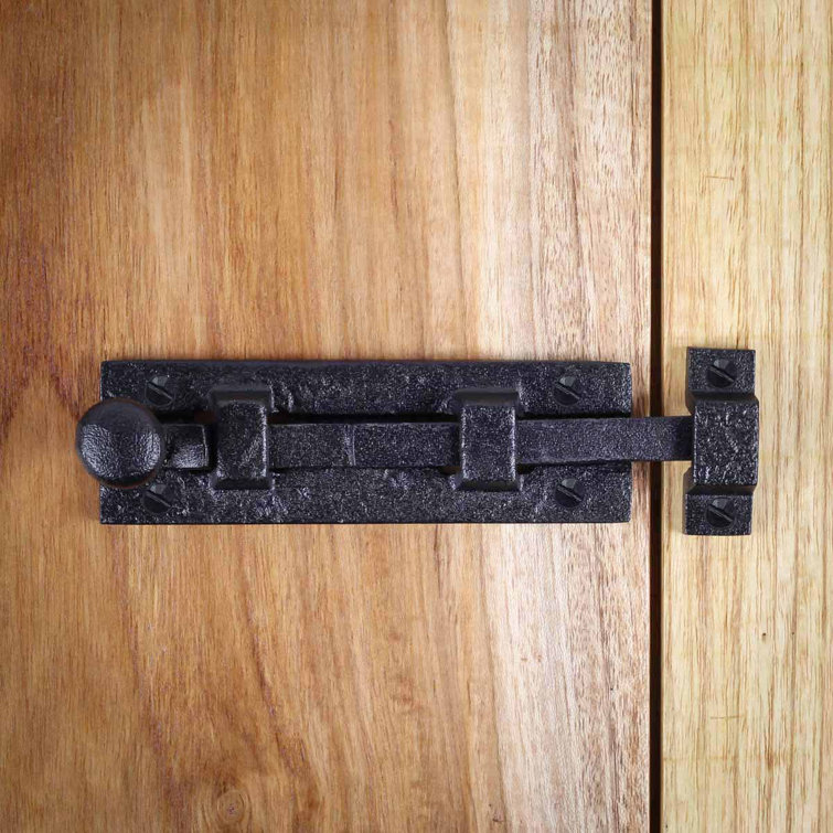 Black Wrought Iron 4" Slide Bolt Door Latch Set