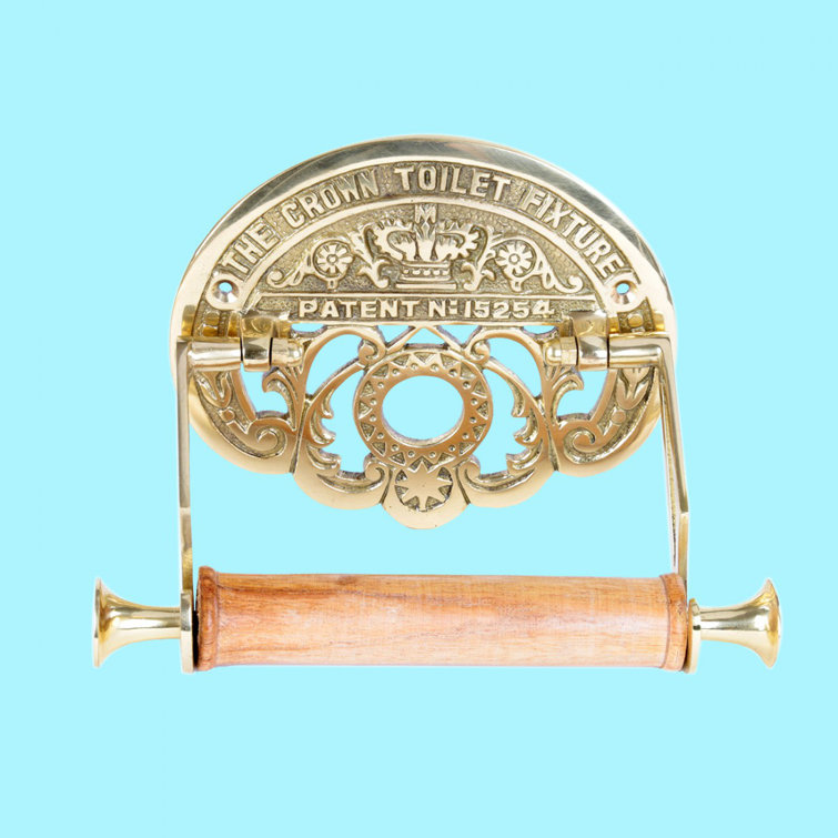 Victorian Brass Wall Mount Toilet Paper Holder with Polished Finish