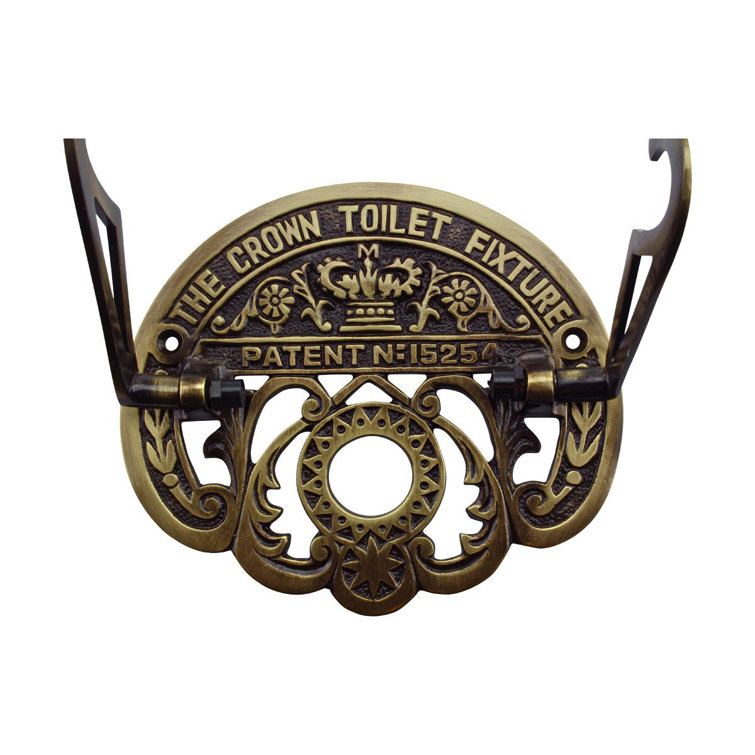 Antique Brass and Wood Victorian Style Toilet Paper Holder