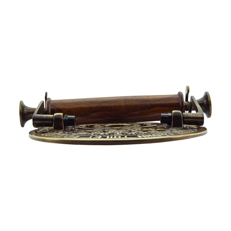 Antique Brass and Wood Victorian Style Toilet Paper Holder